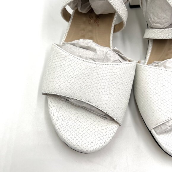 Walking‎ Cradles Size 7 Snakeskin Embossed White Leather Heels Sandals Shoes - Picture 4 of 14